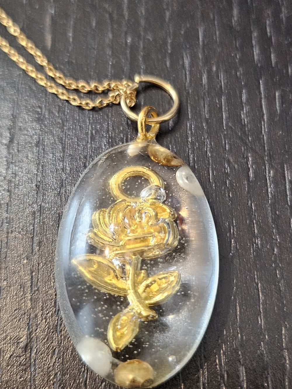 Gold Rose Pendant Necklace - Women's Jewelry